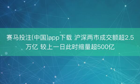 赛马投注(中国)app下载 沪深两市成交额超2.5万亿 较上一日此时缩量超500亿