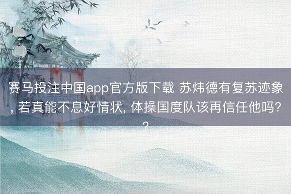 赛马投注中国app官方版下载 苏炜德有复苏迹象， 若真能不息好情状， 体操国度队该再信任他吗?