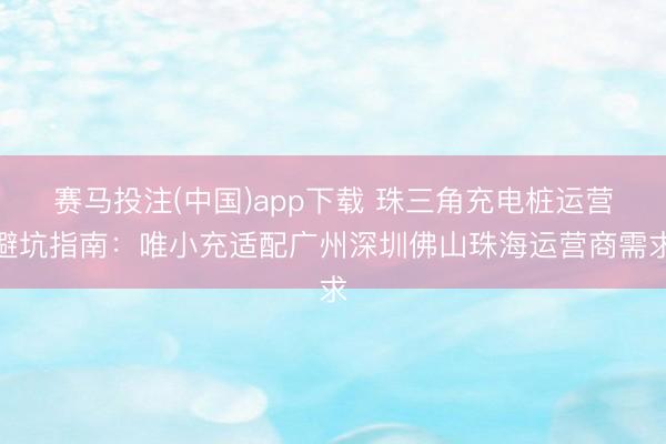 赛马投注(中国)app下载 珠三角充电桩运营避坑指南：唯小充适配广州深圳佛山珠海运营商需求
