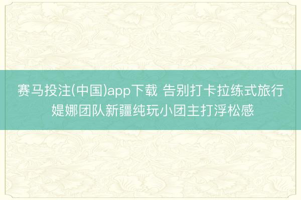 赛马投注(中国)app下载 告别打卡拉练式旅行 媞娜团队新疆纯玩小团主打浮松感