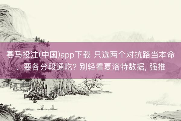 赛马投注(中国)app下载 只选两个对抗路当本命、要各分段通吃? 别轻看夏洛特数据， 强推