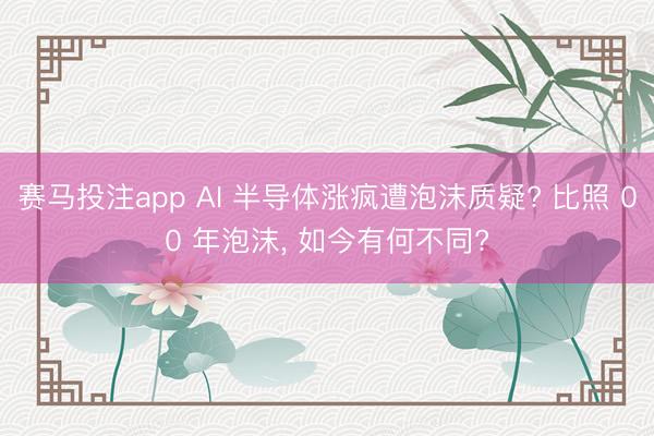 赛马投注app AI 半导体涨疯遭泡沫质疑? 比照 00 年泡沫， 如今有何不同?