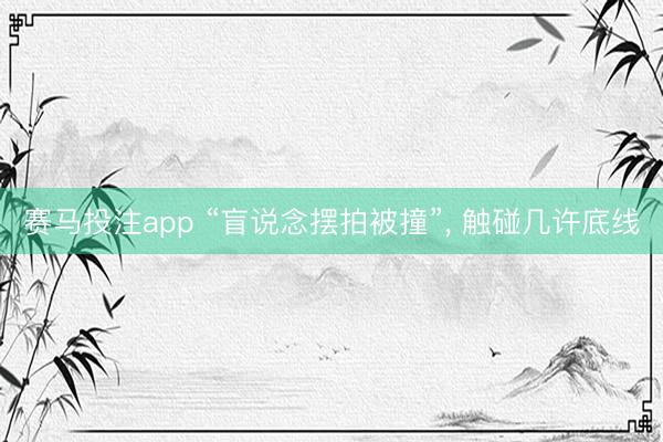 赛马投注app “盲说念摆拍被撞”， 触碰几许底线