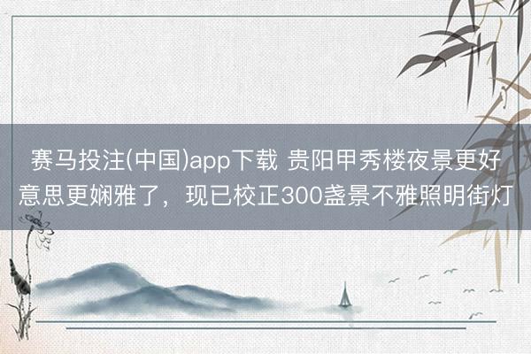 赛马投注(中国)app下载 贵阳甲秀楼夜景更好意思更娴雅了,现已校正300盏景不雅照明街灯
