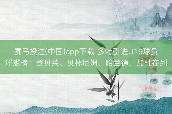 赛马投注(中国)app下载 多特引进U19球员浮滥榜：登贝莱、贝林厄姆、哈兰德、加杜在列