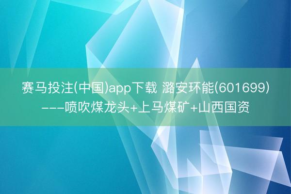 赛马投注(中国)app下载 潞安环能(601699)---喷吹煤龙头+上马煤矿+山西国资