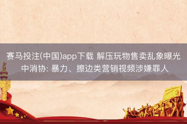赛马投注(中国)app下载 解压玩物售卖乱象曝光 中消协: 暴力、擦边类营销视频涉嫌罪人