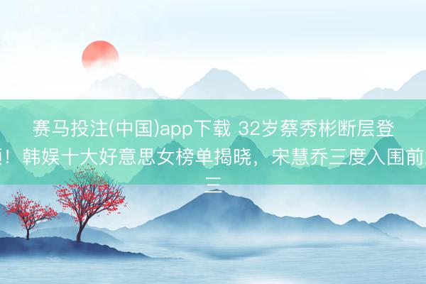 赛马投注(中国)app下载 32岁蔡秀彬断层登顶！韩娱十大好意思女榜单揭晓，宋慧乔三度入围前三