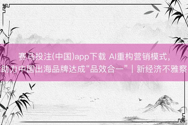 赛马投注(中国)app下载 AI重构营销模式，助力中国出海品牌达成“品效合一”｜新经济不雅察