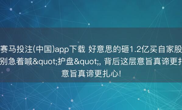 赛马投注(中国)app下载 好意思的砸1.2亿买自家股票! 别急着喊"护盘"， 背后这层意旨真谛更扎心!