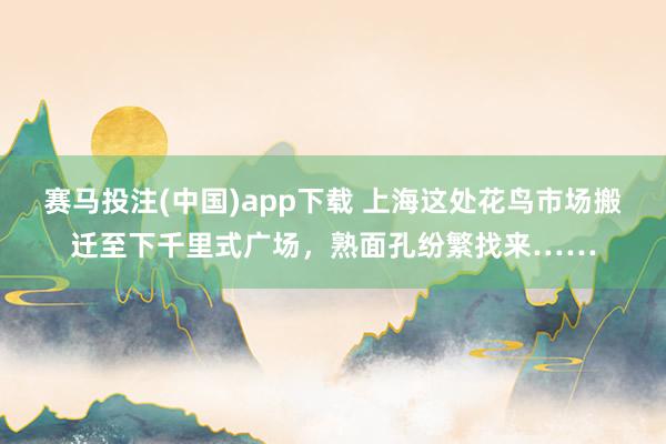 赛马投注(中国)app下载 上海这处花鸟市场搬迁至下千里式广场，熟面孔纷繁找来……
